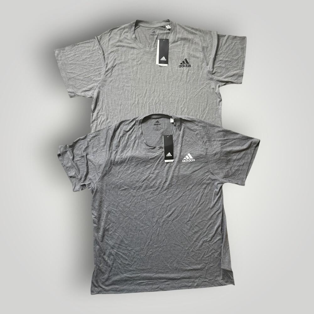 Lot of 2 Adidas Freelift XL Gray T-Shirts Aeroready Training Tee New With Tags